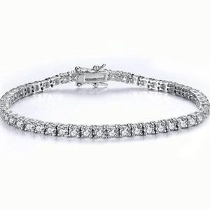 Italo Round Cut Tennis Bracelet For Women Silver Bracelet